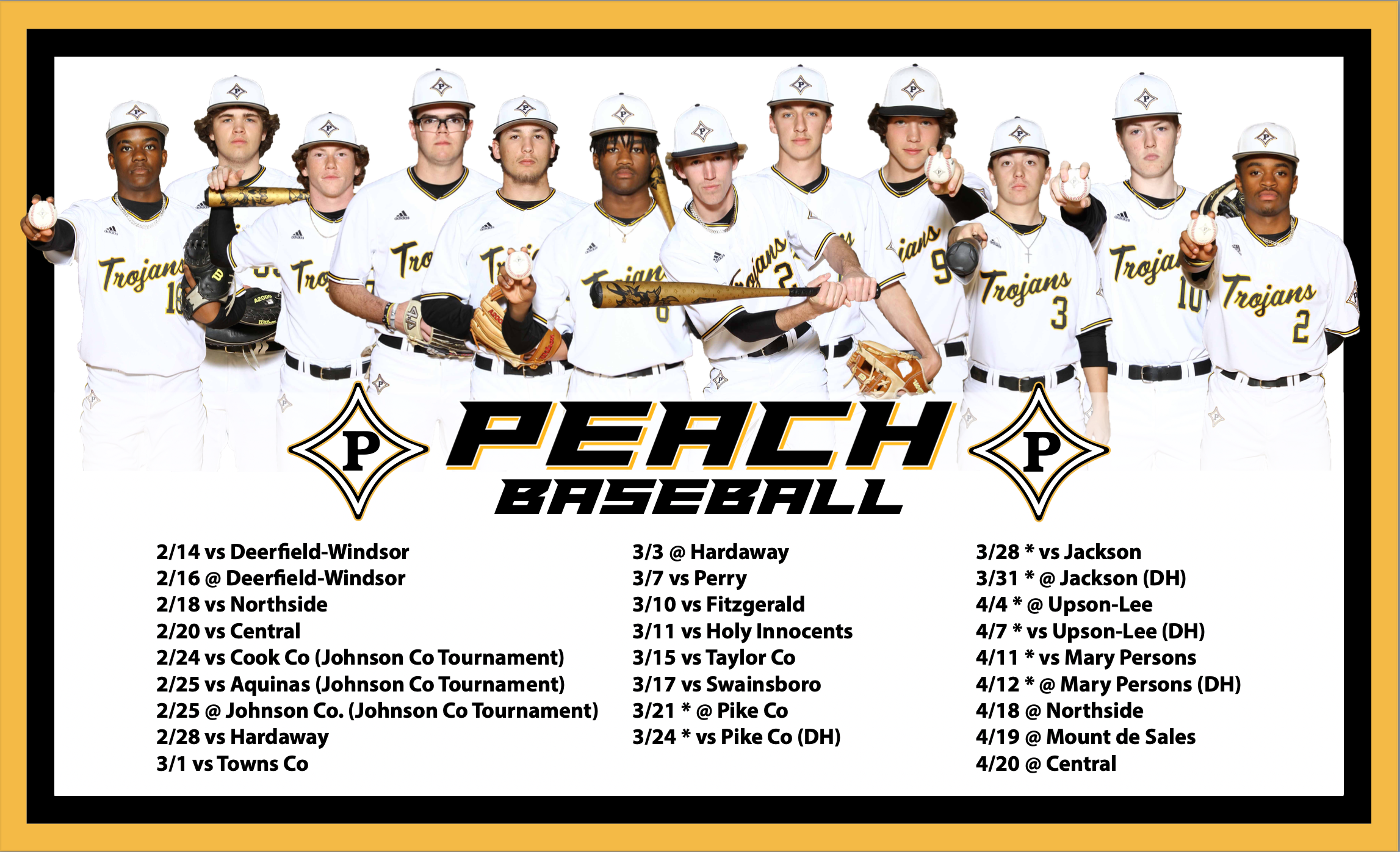2023 Baseball Schedule - season home opener on 2/14
