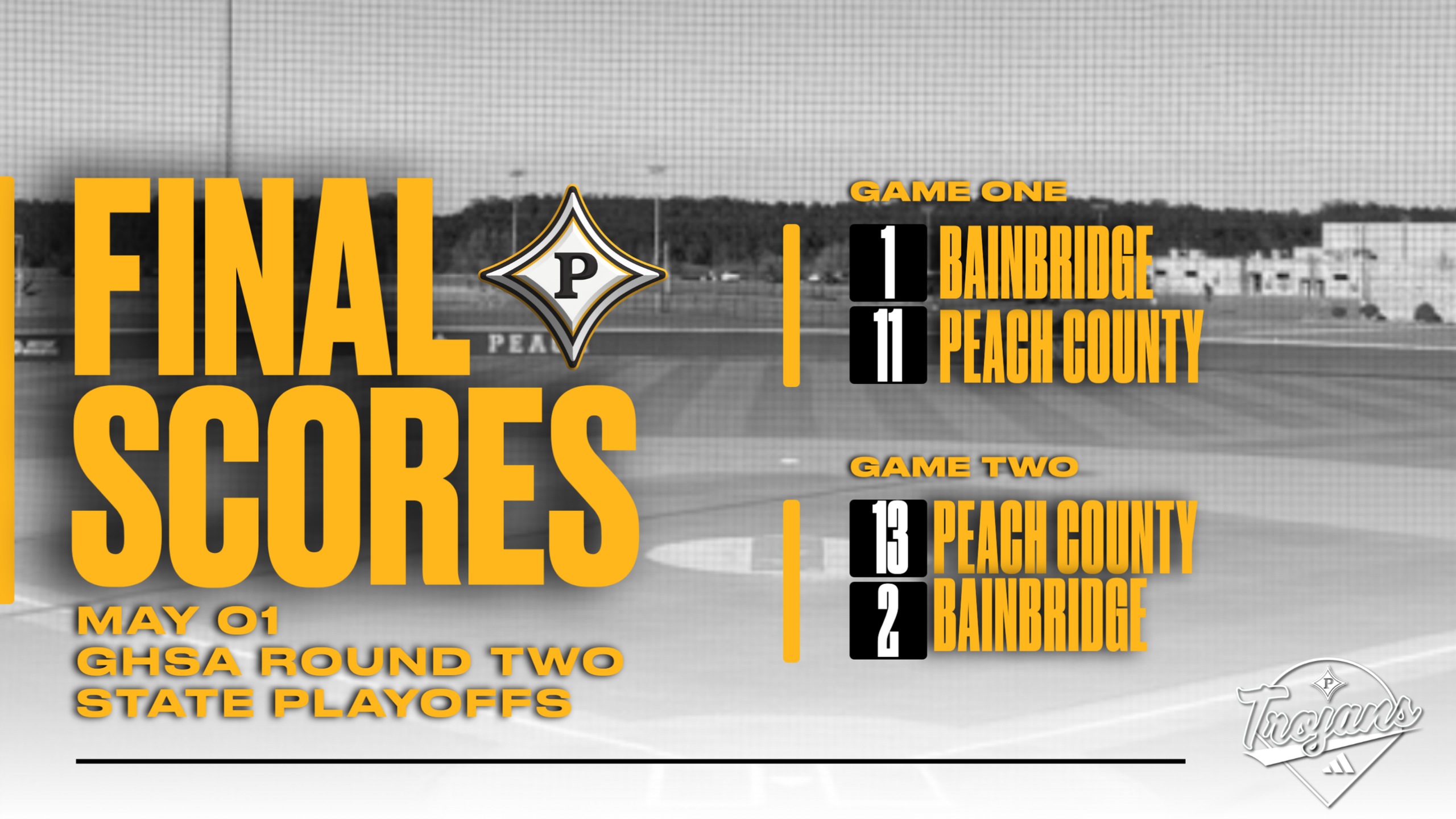 Peach County Baseball sweeps Bainbridge in Round Two 11-1 and 13-2