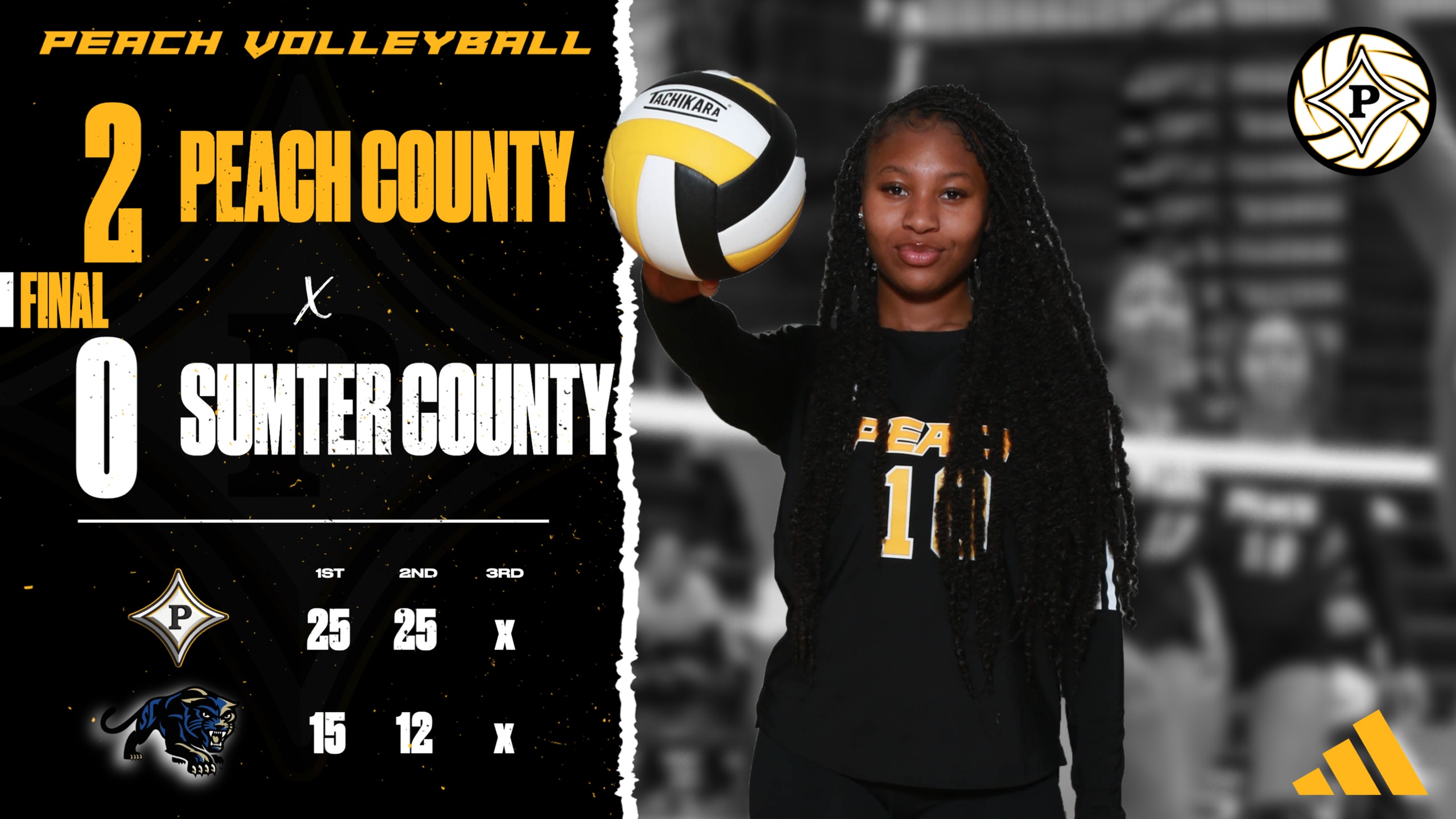 Peach Volleyball sweeps Sumter County